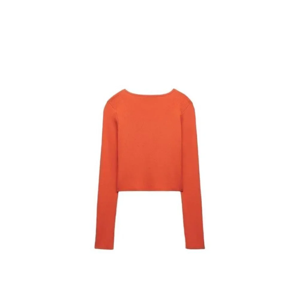 ZARA RIBBED CROPPED CARDIGAN ORANGE SIZE M | 3646/008